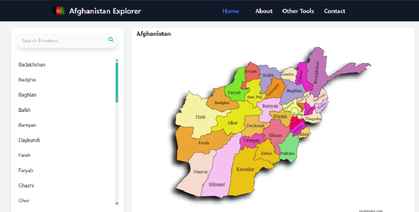 Afghanistan Provinces, Districts & Villages Data