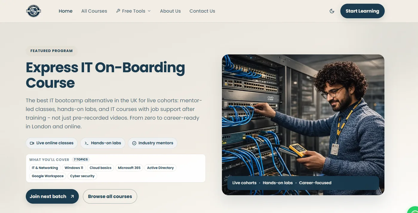 Case Study: Building Binary Tech Institute — A UK IT Training Platform