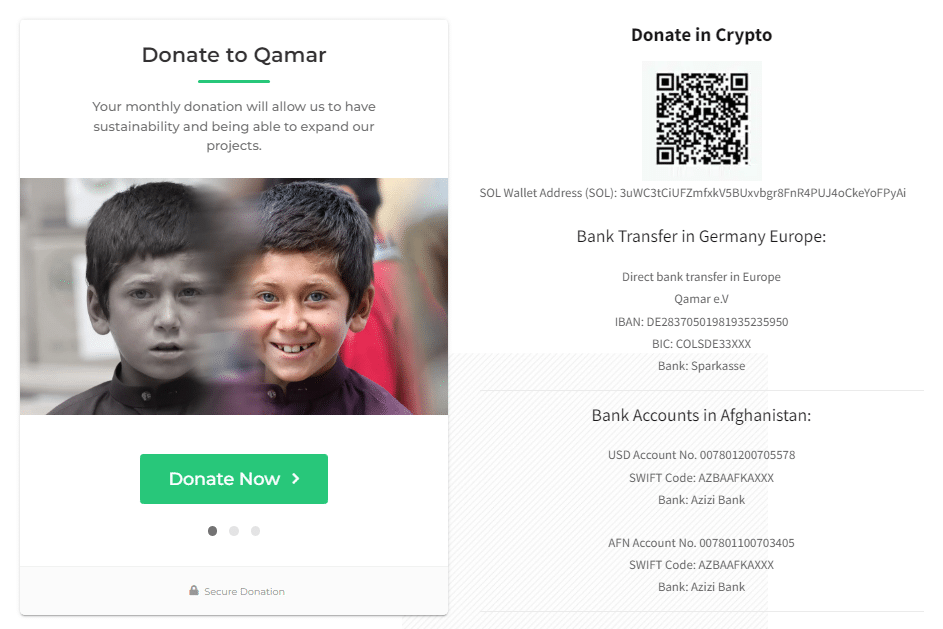 Making a Difference in Afghanistan Online Donation Links for Qamar Charity Foundation